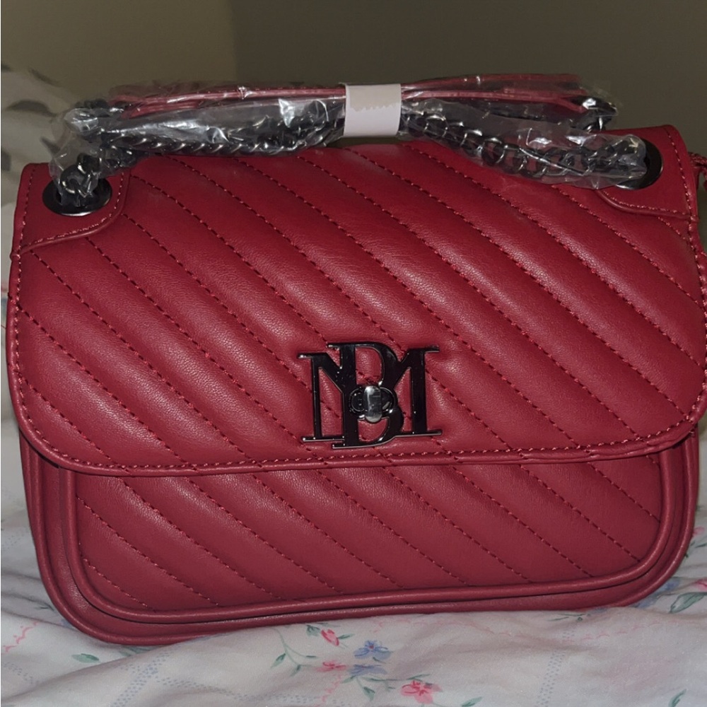 Badgley Mischka Red Quilted Crossbody Bag